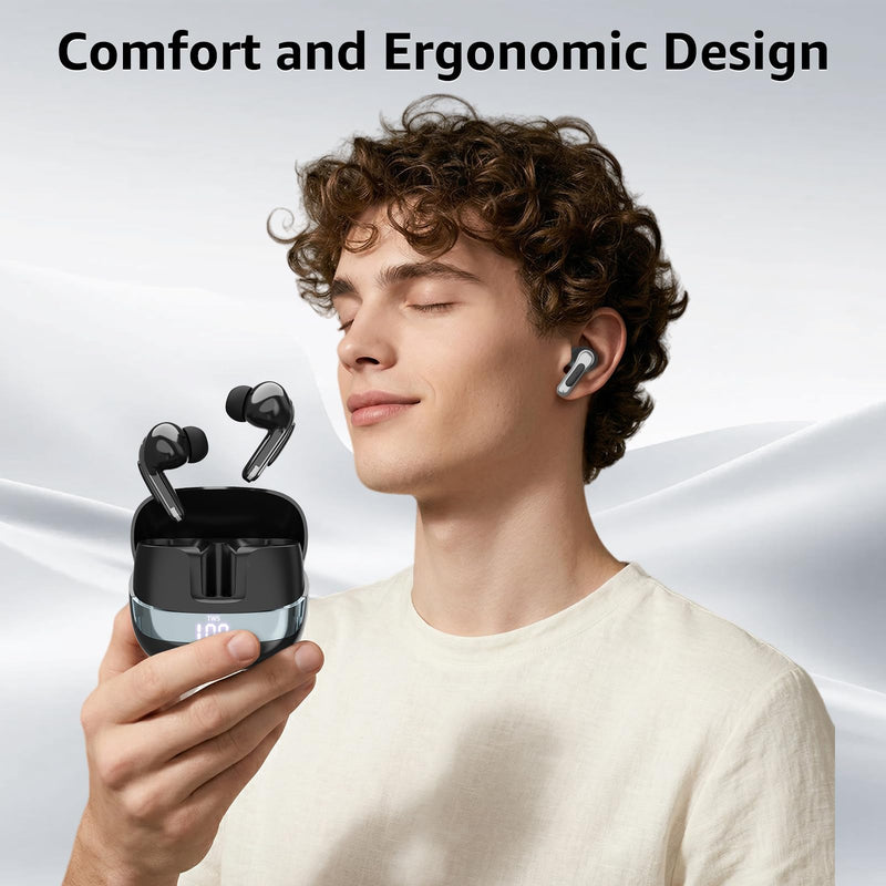 Wireless Bluetooth 5.4 Earbuds with LED Smart Display, ENC Noise Reduction,Touch Control, 13MM Driver, Deep Bass, for iPhone Samsung Google Pixel Android Phones Tablets