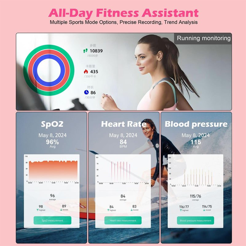 Women's Smart Ring Sleep Monitor Fitness Tracker (Silver, 10#) Silver 10#