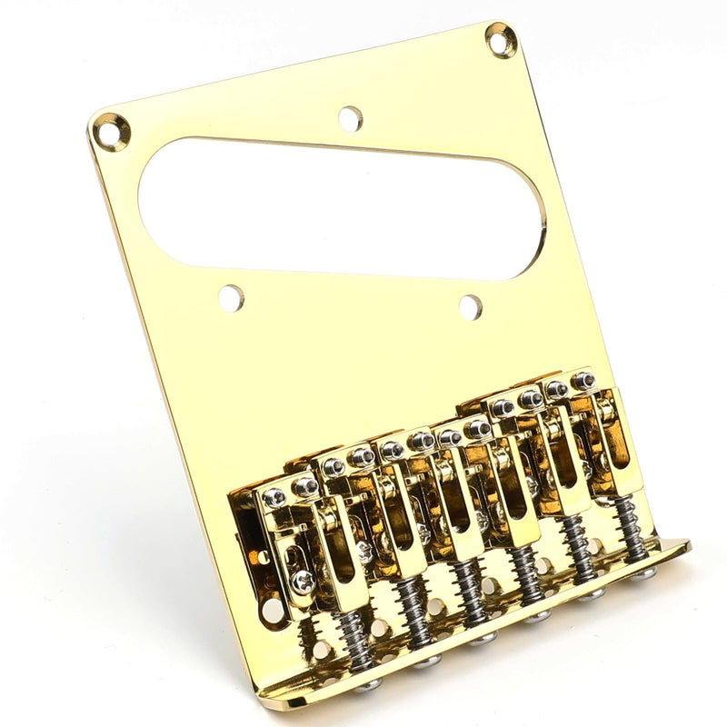 10.8mm 12-String Tele Bridge Adjustable Fixed Hardtail Guitar Bridge -Zinc Alloy Saddles Stainless Steel Baseplate for 12-String Telecaster Guitar Replacement Parts (Gold) Gold