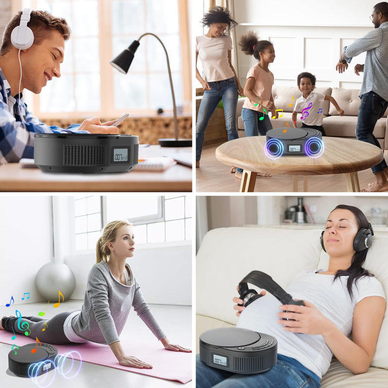 [AUSTRALIA] - CD Player Portable,MONODEAL Boombox CD Player with Bluetooth Transmitter,FM Radio & Bluetooth Speaker 2 in 1 Combo,Portable CD Player for Car/Home with Remote Control,Headphone Jack,Support AUX/USB Classic Black 