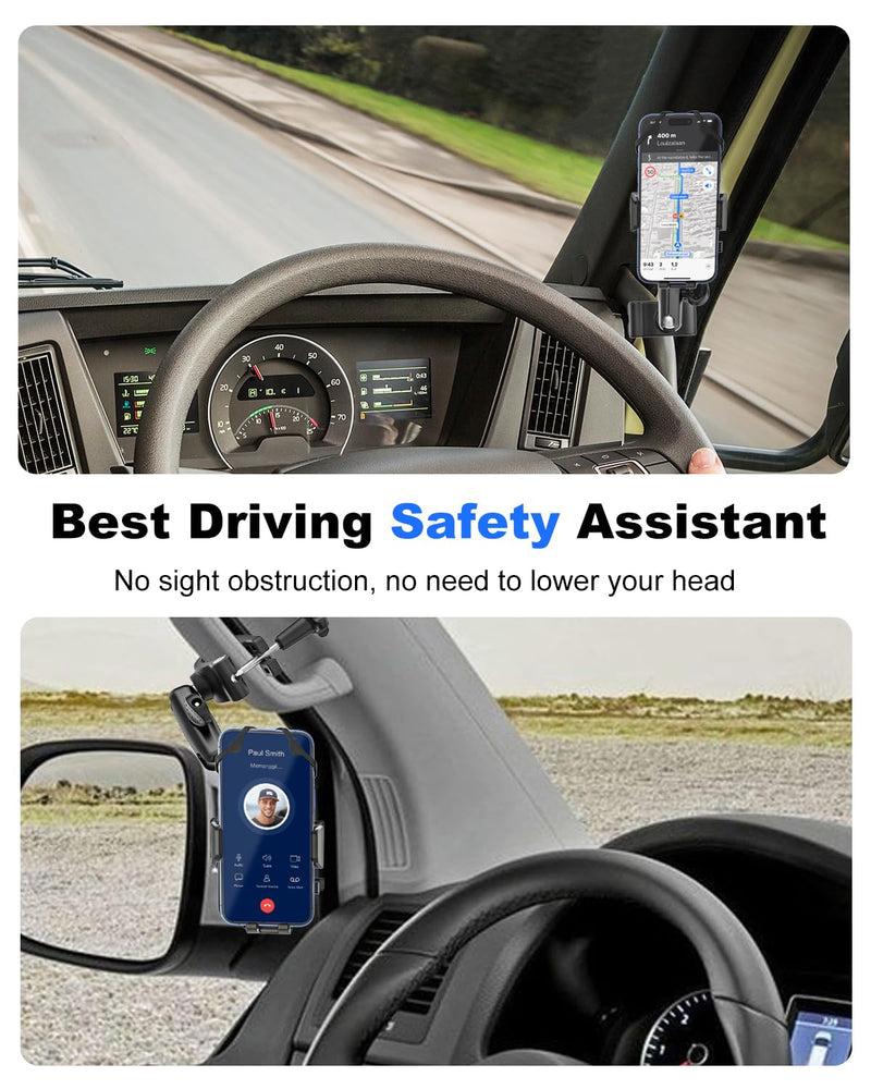 A Pillar Grab Handle Phone Mount for Car/Truck [Shockproof Metal Arm] Universal Phone Clip Phone Holders for Your Car, Truck, Pickup, SUV, Van, Excavator, Front Loader, Fit for iPhone 16 15