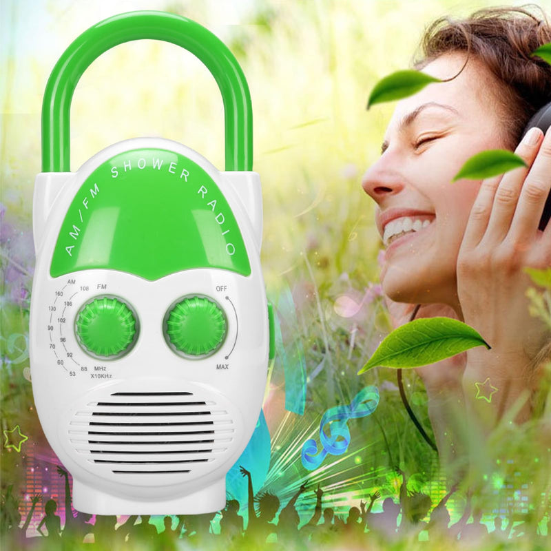 Portable Radio, AM FM IPX5 Water Proof Shower Radio 500mW Output Battery Operated Radio with Electronic Tuning for Bathroom Kitchen Outdoors