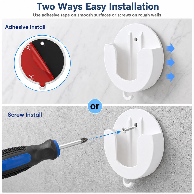 No Drill Camera Mount for Ring Indoor Cam Plus 2K and Ring Indoor Cam, 2 Pack No-Damage Adhesive Wall Mount with Optional Reinforcement Screws, Perfect for Apartments & Home Rentals, White
