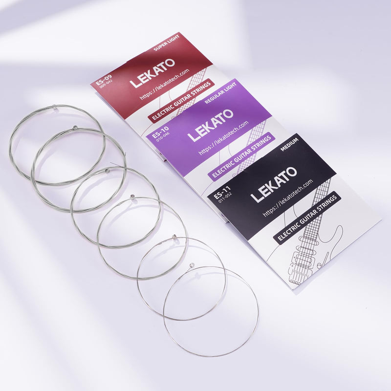LEKATO Electric Guitar Strings Nickel Plated Steel Coated Electric Guitar Strings with Ball End 10 Set of 6 Hex Steel String(10-46) Electric Guirar(10-46) 10 Pack