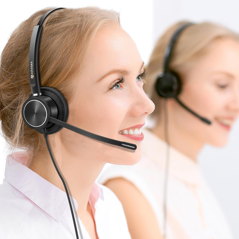 [AUSTRALIA] - Arama RJ9 Telephone Headset with Noise Canceling Mic & Corded Office Phone Headset Compatible with Polycom Plantronics ShoreTel Toshiba Digium Nortel Landline Phones Monaural A810S1 