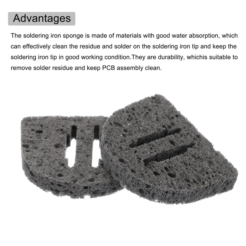QUARKZMAN Pack of 2 Soldering Sponge 5 x 6 cm 888 Soldering Iron Special Grey/Black Cleaning Pads Welding Tips Replacement for Cleaning the Soldering Iron