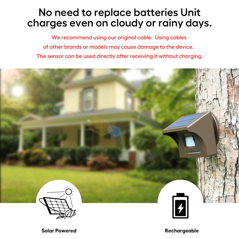 [AUSTRALIA] - eMACROS Safeguard Wireless Driveway Alarm with SST PIR Technology - 1/2 Mile Range, Weatherproof Motion Sensor, Rechargeable Receiver with 7-Day Backup Power & 38 Chimes, 2024 New Upgraded HS0061R1S 