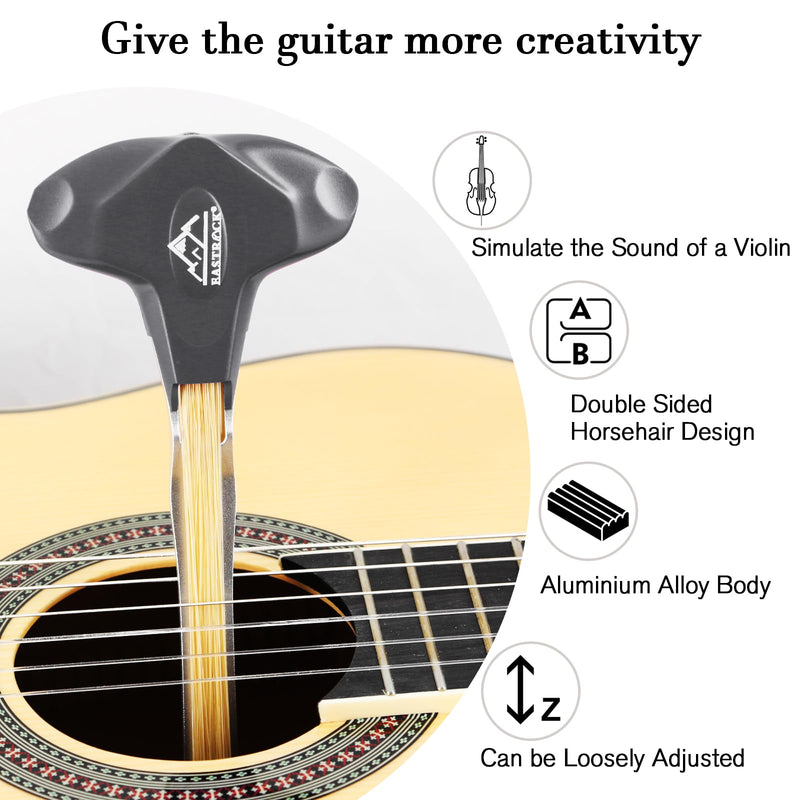 [AUSTRALIA] - EASTROCK Guitar Bow, 2-in-1 Real Horsehair Guitar Bow for Acoustic, Create Violin & Cello-Like Sounds, Christmas Birthday Gift for Guitar Player and Music Lover, Long Black 