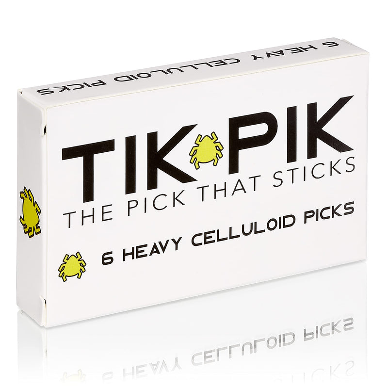 TIK PIK 6-Pack Guitar Picks for Acoustic & Bass Guitars | As Seen On Shark Tank | Black Heavy Gauge 0.96mm Black 6-Pack