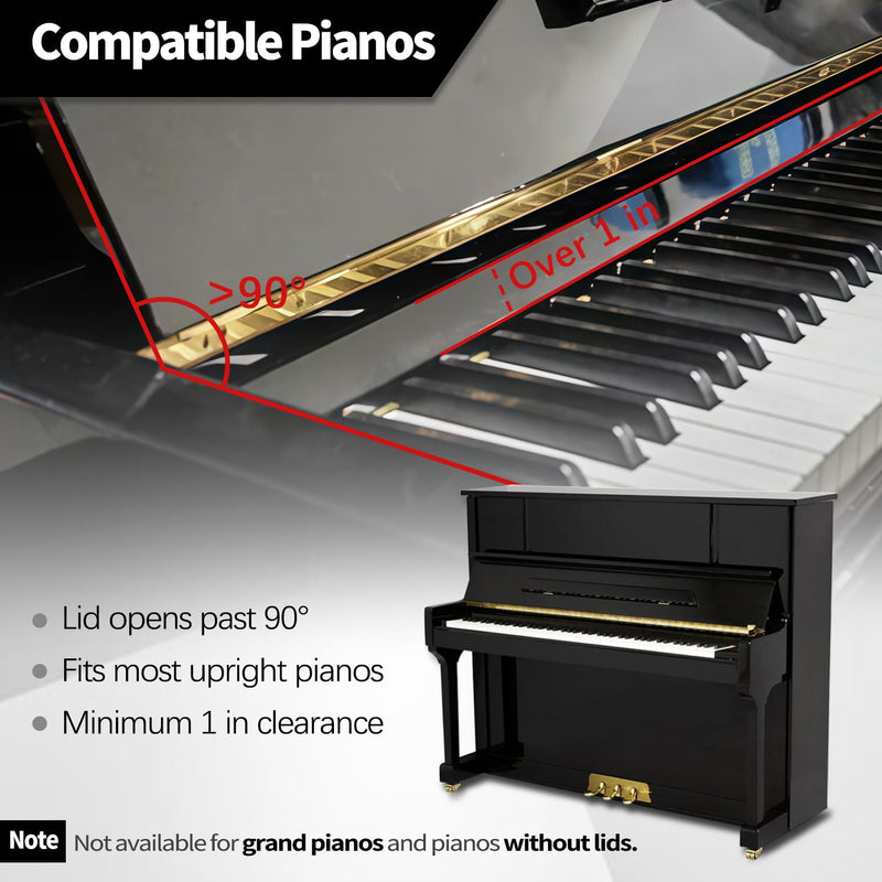 1pcs Piano Slow Close Device – Hydraulic Fallboard Decelerator for Upright Pianos Key Cover Soft Close Lid Protector with Dual Silent Wheels, Anti-Pinch, Durable Aluminum Alloy