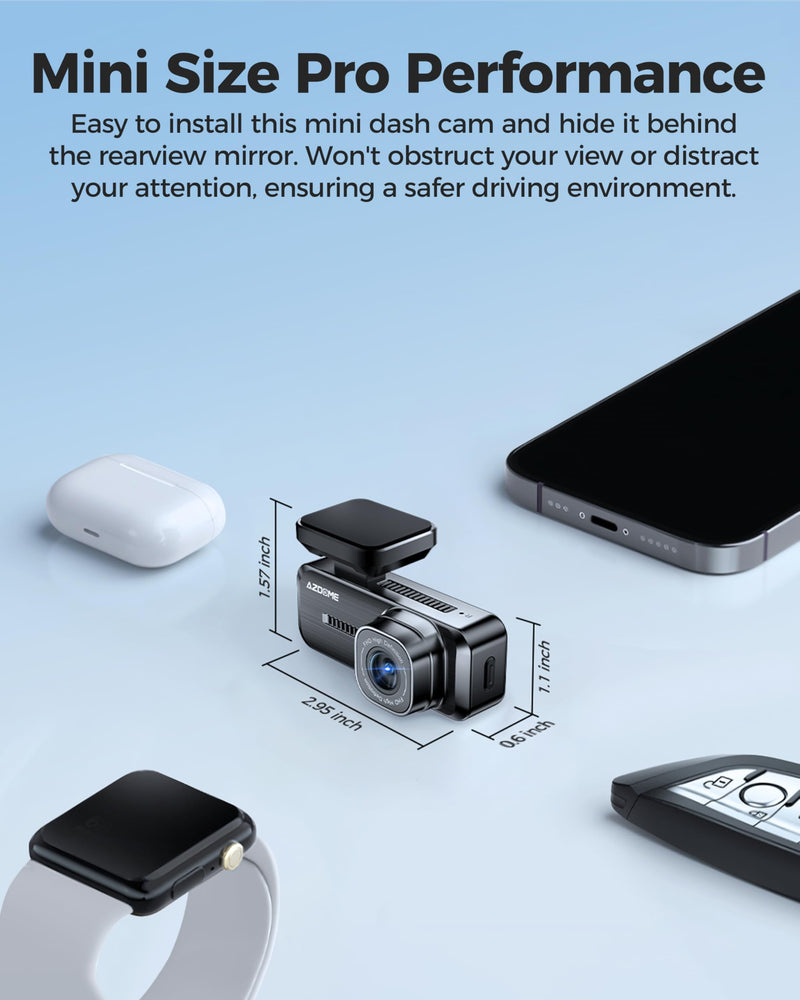 [AUSTRALIA] - AZDOME M200 Mini Dash Cam WiFi Dashcam - Single Channel Dash Cam for Broad Road Coverage - Built-in WiFi - Full HD Resolution - Parking Monitor - App Connectivity - Collision Detection - Night Vision 