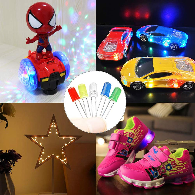 [AUSTRALIA] - YIXISI 400 Pieces 5 mm LED Light Emitting Diode Set, Round Head LED, 5 Colours (80 Pieces of Each Colour), White, Red, Yellow, Green, Blue 5mm-400 
