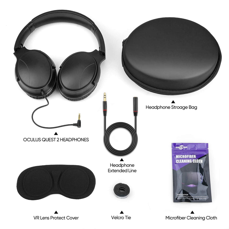 SARLAR VR Gaming Headphones for Quest 2/Quest 3 Increase VR Immersion, Custom Length Cable, Optimized Gaming Audio Driver, Memory Protein Ear Pads Noise Isolating and Other Accessories Black