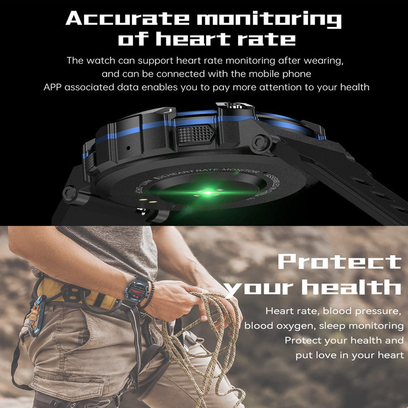 Goodatech 1.39" Military SmartWatch for Men Women, Black | Phone Call, 5ATM IP68 Waterproof, Fitness Tracker, Android iOS Compatible Black.666
