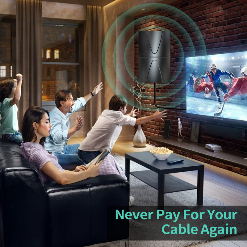 2025 Updated Strongest TV Antenna,1600 Miles Range Indoor/Outdoor Antenna for Smart TV and All Old TV's,360° Reception Digital TV Antenna for Local Channels-Thick Coax Cable and Amplifier HD012