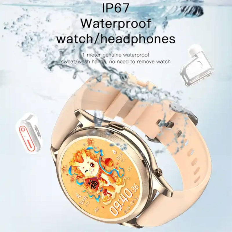 Women's Smart Watch with Earbuds,2 in 1 Build-in TWS Wireless BT5.0 Earphone Fitness Sports Health Monitor X17 MINI
