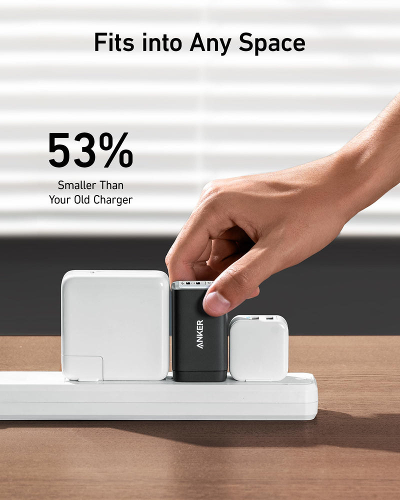 Anker USB C Charger(Nano II 65W), PPS 3-Port Fast Compact Foldable Wall Charger&Anker Nano USB C Cable