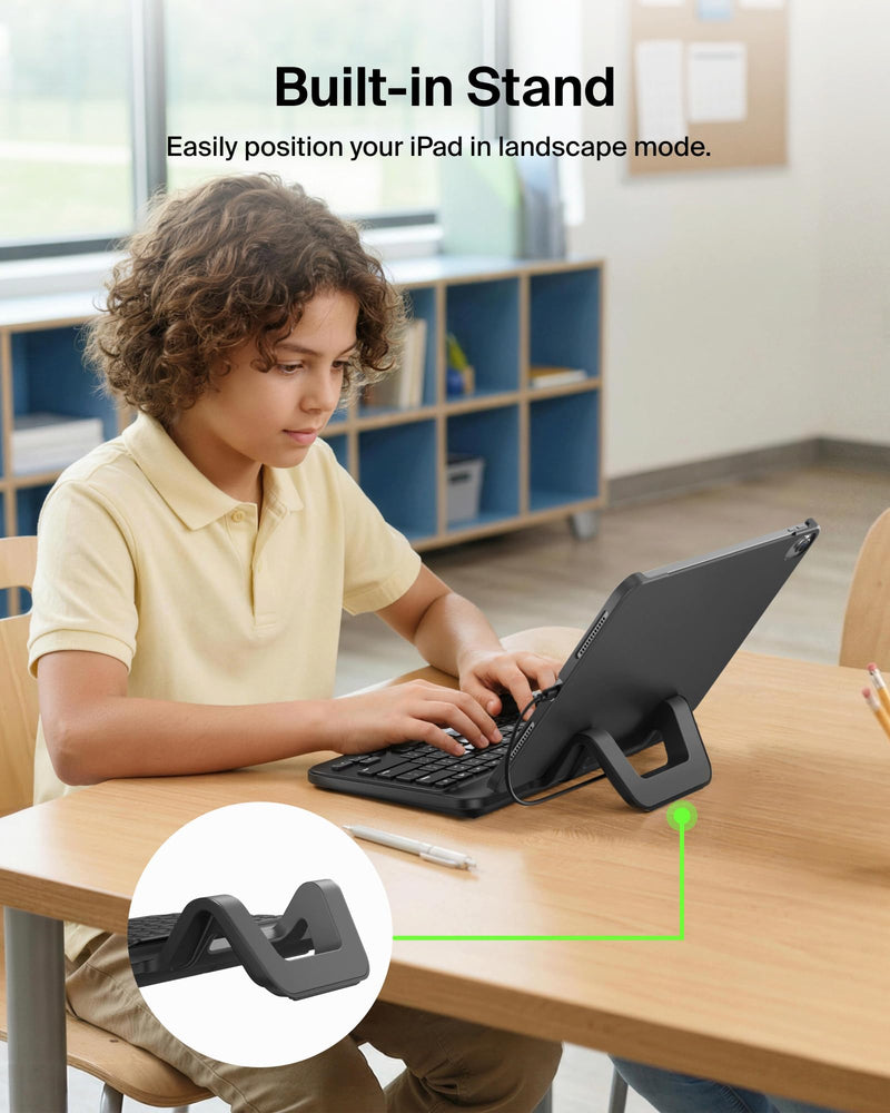 Belkin USB-C Wired Keyboard w/Stand, Plug & Play iPad | iOS keyboard, plug and play, no batteries, full-size keys, tablet accessory, classroom, office