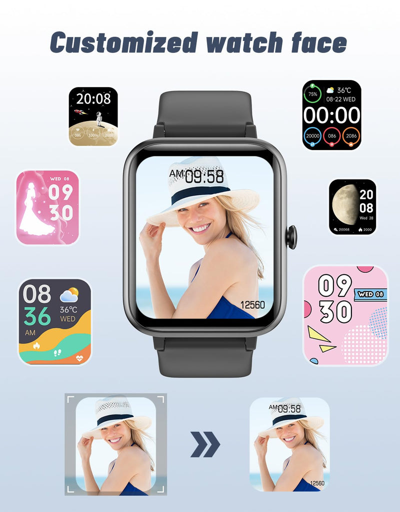 [AUSTRALIA] - GRV Smart Watch for iOS and Android Phones (Answer/Make Calls), Watches for Men Women IP68 Waterproof Smartwatch Fitness Tracker Watch with Heart Rate/Sleep Monitor Steps Calories Counter (Black) Black 