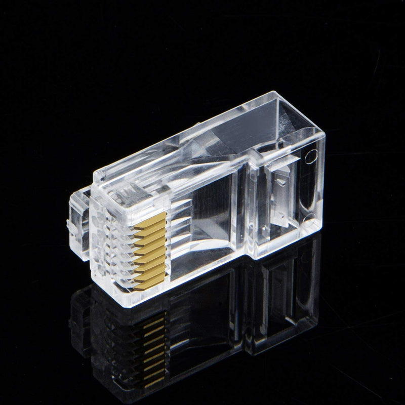 Cat6 RJ45 Ends, CableCreation 100-PACK Cat6 Connector, Cat6 / Cat5e RJ45 Connector, Ethernet Cable Crimp Connectors UTP Network Plug for Solid Wire and Standard Cable, Transparent 100PCS