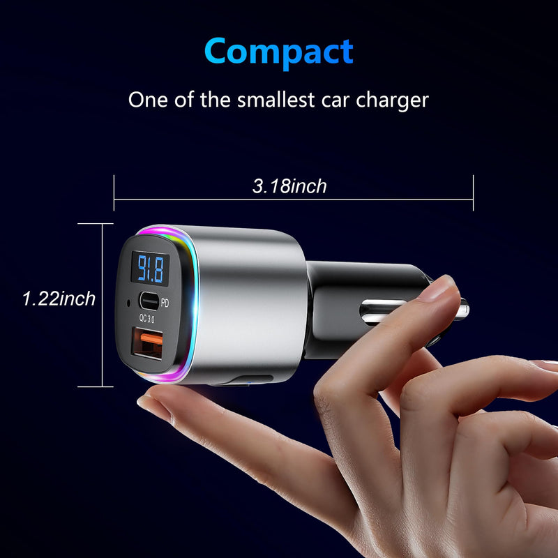 [AUSTRALIA] - (Upgraded Version) FM Transmitter Bluetooth, SONRU Bluetooth Car Adapter [PD 30W & QC3.0 18W], Wireless FM Radio Transmitter, Hands-Free Calling, Siri Google Assistant, TF Card 