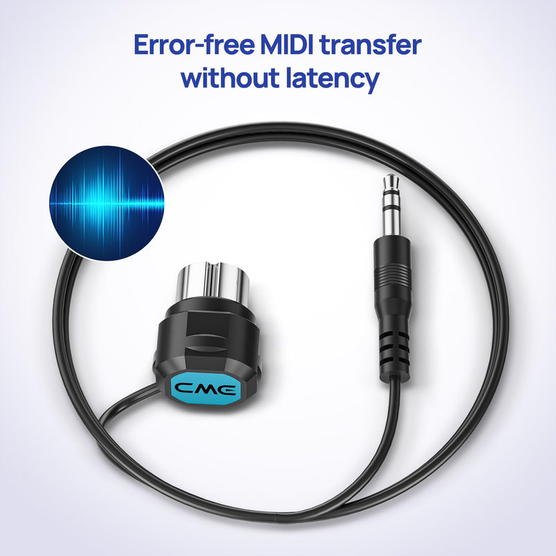 CME TRS MIDI Cable 4-Pack - Straight TRS Type A (3.5mm - 1/8”) to Angled 5-pin DIN, 2FT / 60CM - Perfect for Compact Spaces and patching 4-Pack Straight