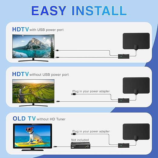Antenna TV Digital HD Indoor,Portable TV Antenna for Local Channels,360°Reception,Support 4K 1080p Smart Television with Amplifier Signal Booster for Free Channels Indoor-Style01