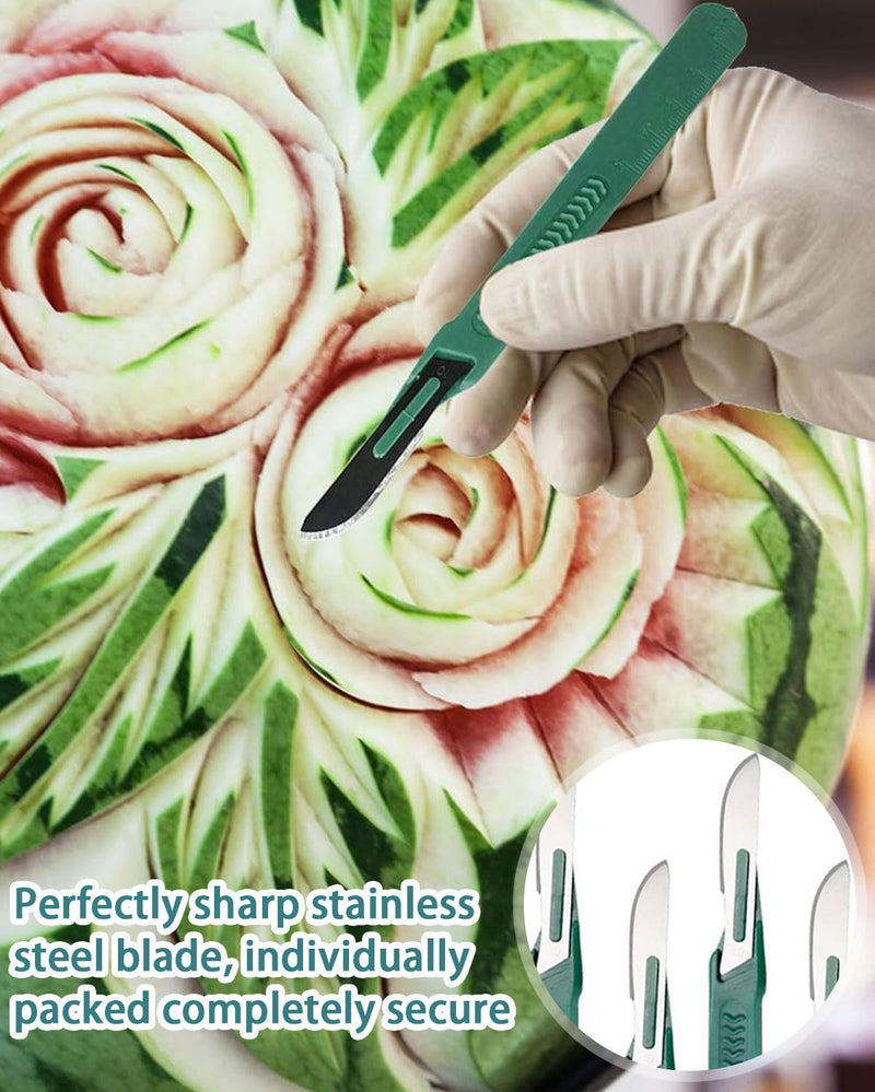 TPZORJX Pack of 10 Disposable Plastic Surgical Scalpel Knives, Disposable Scalpel Blade, Sterilised Disposable Scalpels with Protective Cap, Individually Packed Scalpels