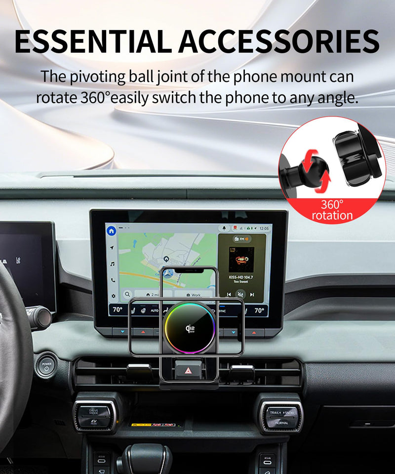 25W Car Mount Charger for Toyota RAV4/Hybrid 2026 | 2026 Toyota RAV4/RAV4 Hybrid Qi2.2 25W MagSafe Fast Charging Cell Phone Holder Accessories,with Cooling Fan＆54W Fast Adapter for 2026 Toyota RAV4/Hybrid