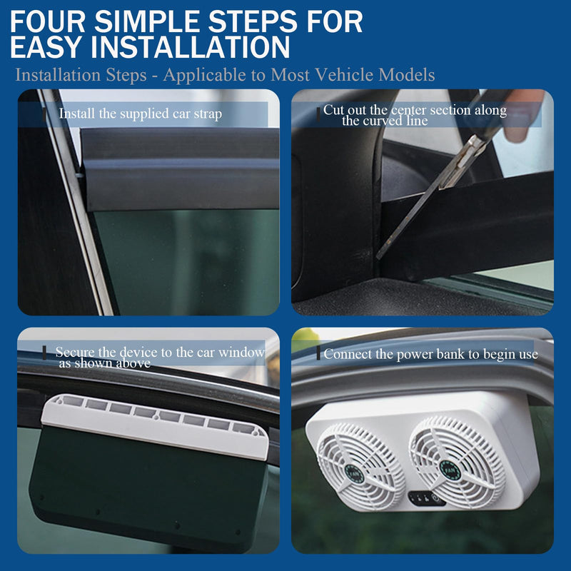 2.4v 5w Usb Charging Air Vent Exhaust Small Window Fan, 3 Levels Adjustable Window Fans with Exhaust Intake Install to Door Glass(equip Motor)