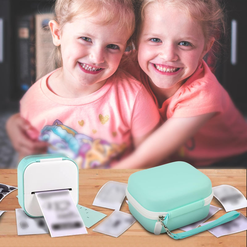 ANKHOH Label Maker Case for Memoking T02/ for Phomemo M02/ M02S/ M02 Pro/ Q30S/ for Ponek Mini Pocket Printer, Portable Sticker Printer Storage Holder Organizer Bag Paper&USB Cables, Box Only (Green) green