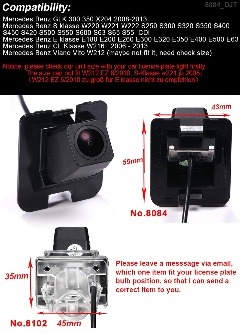 Car Backup Camera Replacement for Mercedes Benz GLK300 350 X204 W220 W221 W222 S250 S300 S320 S350 S400 E180 E200 E260 E300 E320 E350 E400 E500 E63 W204 S204 Limousine Kombi W216 Viano Vito W212
