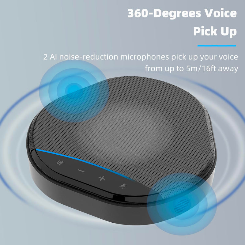 Conference Speaker and Microphone, USB Speakerphone Built-in AI Noise Reduction Mic, 360° Voice Pickup Echo Cancellation Conference Microphone with 5W Speaker and Touch Control Mute
