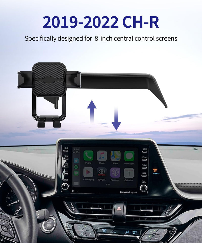 Auto Clamp Car Phone Holder for Toyota C-HR 2019-2022, 8" Screen | Universal Mechanical clip Cell phone Mount Accessories Fit iPhone Android,Automobile Cradle GPS Dashboard Navigation Bracket