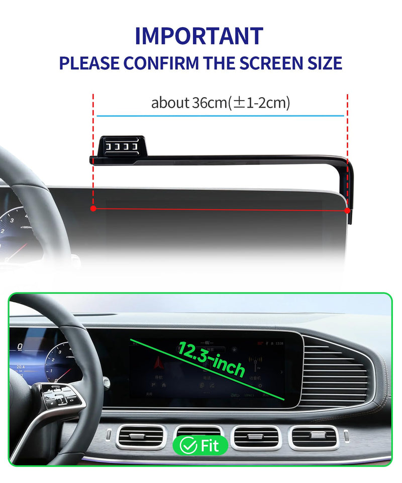 Auto Clamp Car Phone Holder for Mercedes-Benz GLE/GLS-Class 2020-2026 | 12.3" Screen Universal Mechanical Clip Cell Phone Mount Accessories Fit iPhone Android,Automobile GPS Dashboard Cradle