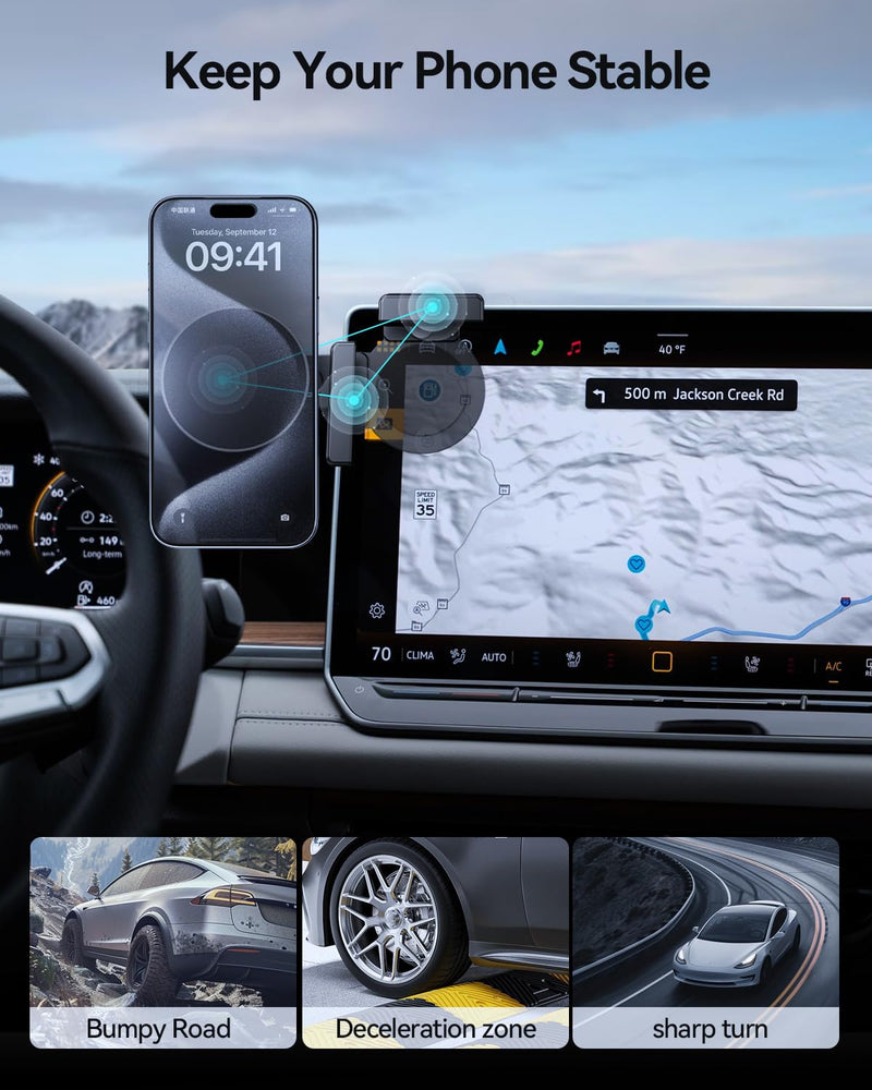 BIXUAN 360° Adjustable Magnetic Phone Holder for 2025-2026 Volkswagen VW Tiguan 15 Inch Screen, Screen-Friendly for MagSafe Magnetic Car Dash Phone Holder Tiguan 25-26 15in Phone Holder