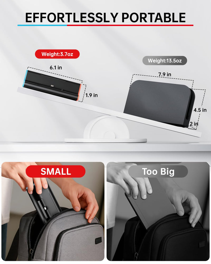 Switch 2 Dock, 4K@60Hz TV Docking Station with 60W Fast Charger & HDMI Cable, Gigabit Ethernet Port (1000Mbps), Portable Replacement Base for Switch 2 ONLY, Accessories Bundle for Nintendo Switch 2