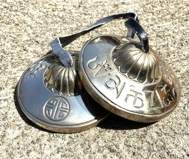 Full Moon Heavy Tingsha Set. 3.25 Inches Handcrafted Premium Quality Meditation Grade Tibetan Cymbals Chime Set (Light) Light