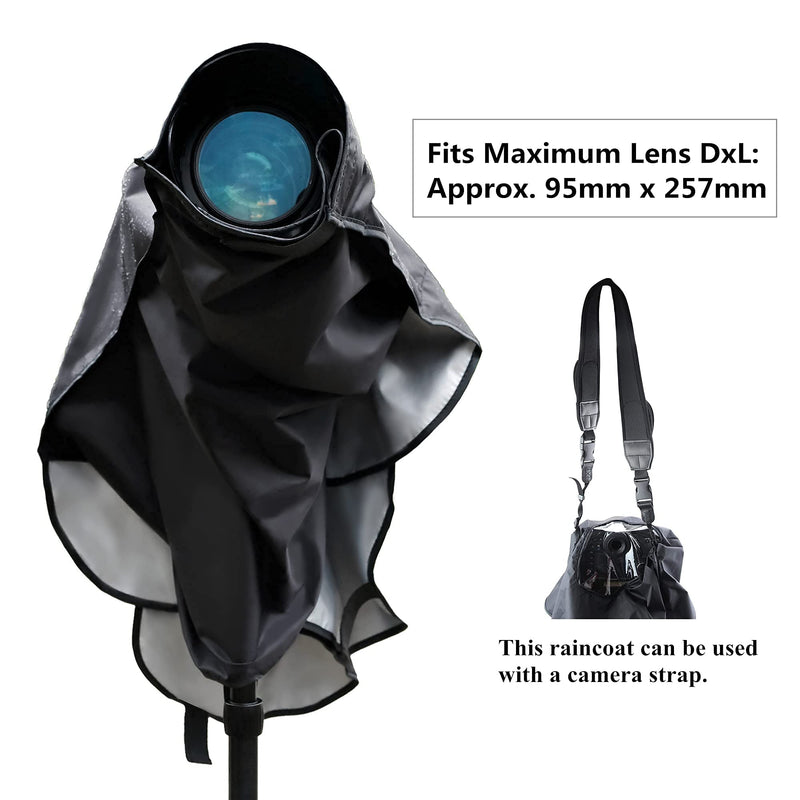 Camouflage Dual Sleeves Rain Cover + Long Rain Cover :Camera Raincoat Dust Proof Protector for Birding on Canon Nikon Camera