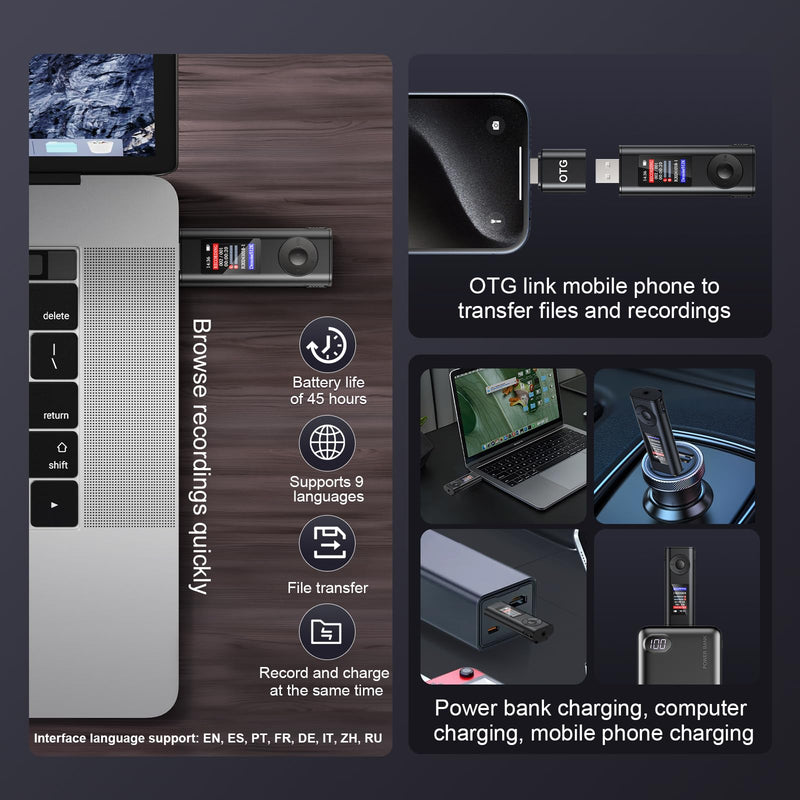 [AUSTRALIA] - Digital Voice Recorder with 64GB Storage, Voice Activated Recording, USB Connectivity, Playback Function for Meetings, Interviews, Classroom Style 1 