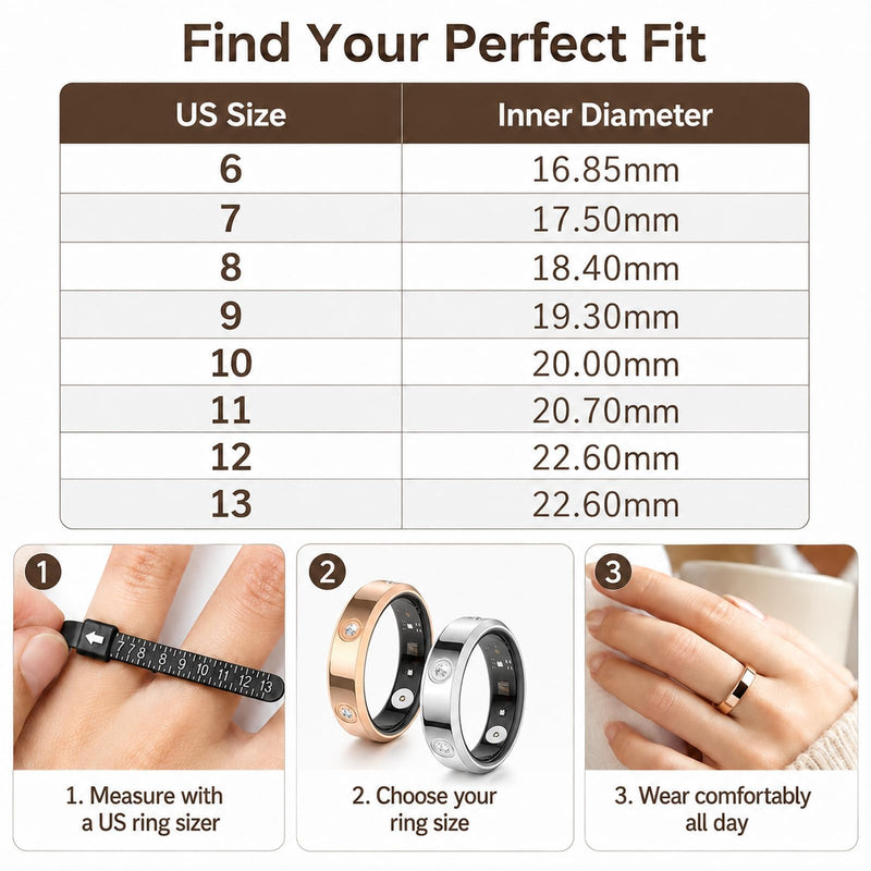 Smart Ring for Women Fitness Ring Health Ring with Diamonds Fitness Tracker with Heart Rate Sleep Monitor for Android iOS gold 7