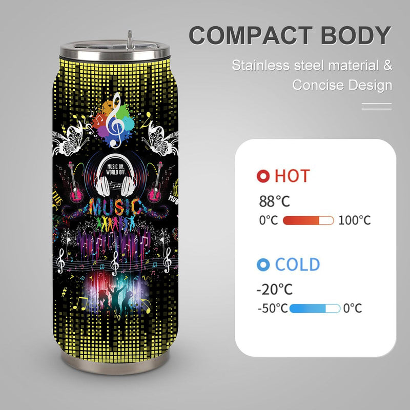 Music Notes Stainless Steel Insulated Tumbler With Straw Lid, Musical Lovers Gift For Musician As Music Themed Gifts 17 Oz 17 ounces