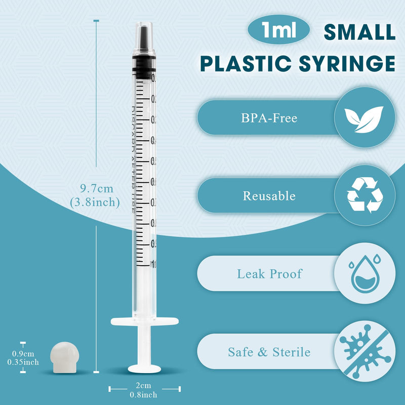 Pack of 10 1 ml Syringes Colostrum Syringe Disposable Syringes, Plastic Syringes with Caps Without Needle, Dosing Syringe for Refilling and Measuring Liquids, Laboratories, Animal Feeding 10 Stück 1ml