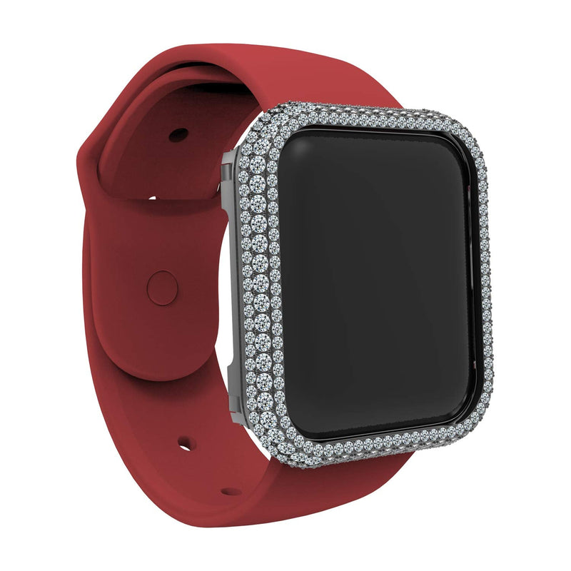 Full Gorgeous Bling Zircon Diamonds Metal Alloy Bezel Frame Case Cover Compatible Apple Watch Series 4 5 6 SE 3 2 1 40mm,Black Black