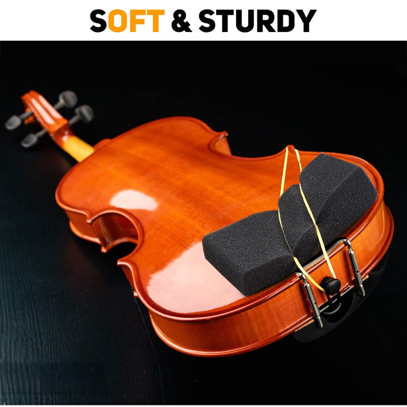 Facmogu 10PCS Foam Violin Shoulder Pad, Economy Sponge Violin Shoulder Pads for 3/4-1/2 Violin, Soft Violin Sponge Rest with Rubber Bands for Concerts & Party - Black
