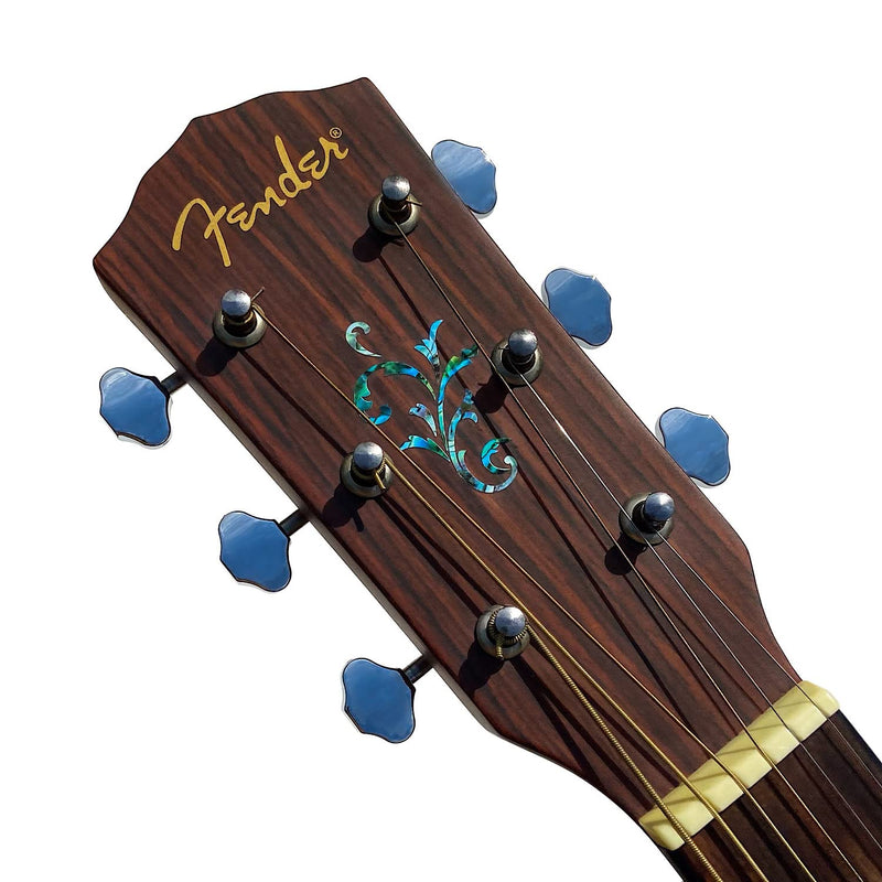 Inlay Stickers for Guitar Headstock - Small Vine (2pcs Set) - White Pearl & Abalone Blue, H-131SV-AZ