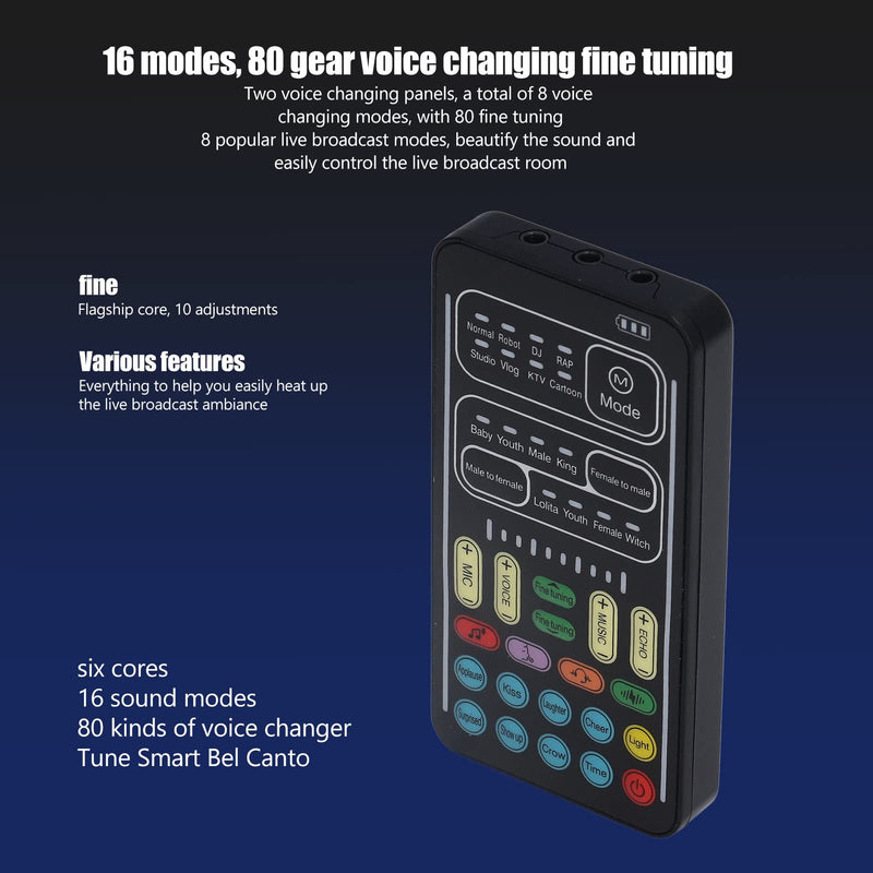 I9 Voice Changer Set, Mini Live Broadcast Voice Disguiser, Handheld Microphone Voice Changer, 8 Different Sounds/Sound Effects, for iOS, for Android(English Version) English Version