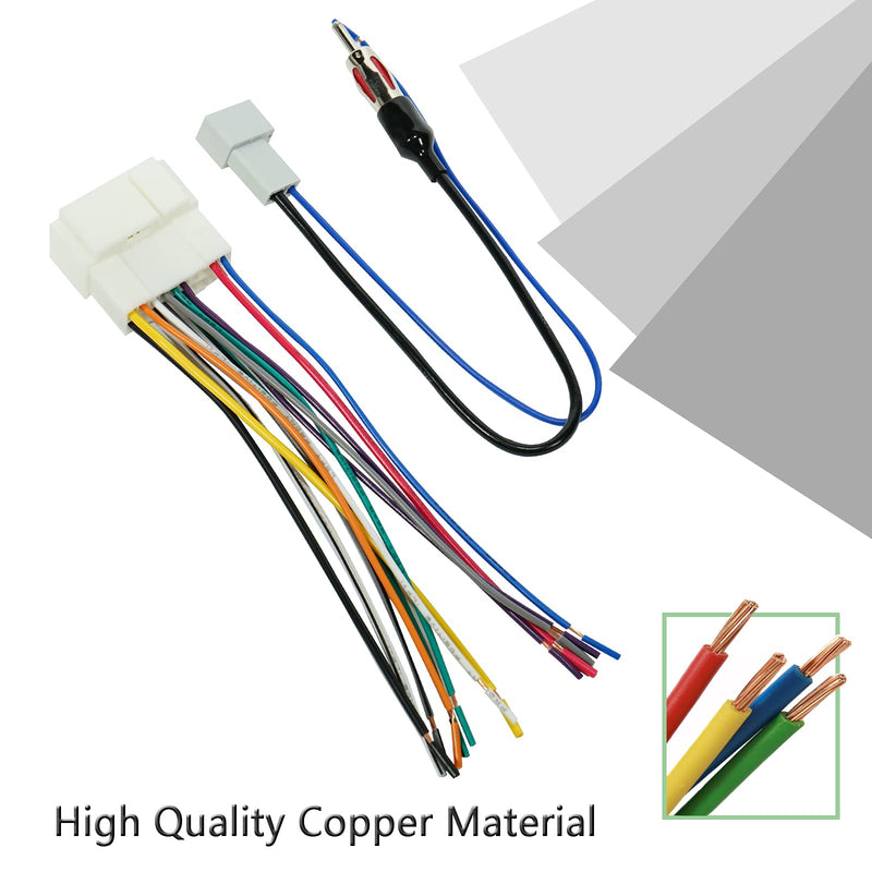 RED WOLF Radio Wiring Harness + Antenna Wire Adapter Compatible with Honda Civic/CR-V/Odyssey/Accord/Pilot/1998-2008, Acura TL/RSX/RDX 1999-2006 for Aftermarket Stereo Installation 98-08 harness + antenna adapter