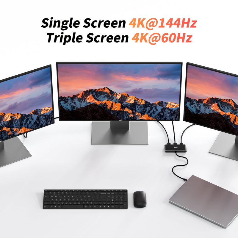 USB C to 3 HDMI Splitter MST Hub 3 Ports Single 4K 144Hz Triple 4K@60Hz DP Alt 1.4 Splitter Monitor Hdmi Splitter Extended Mode Support Extension (Windows Only)