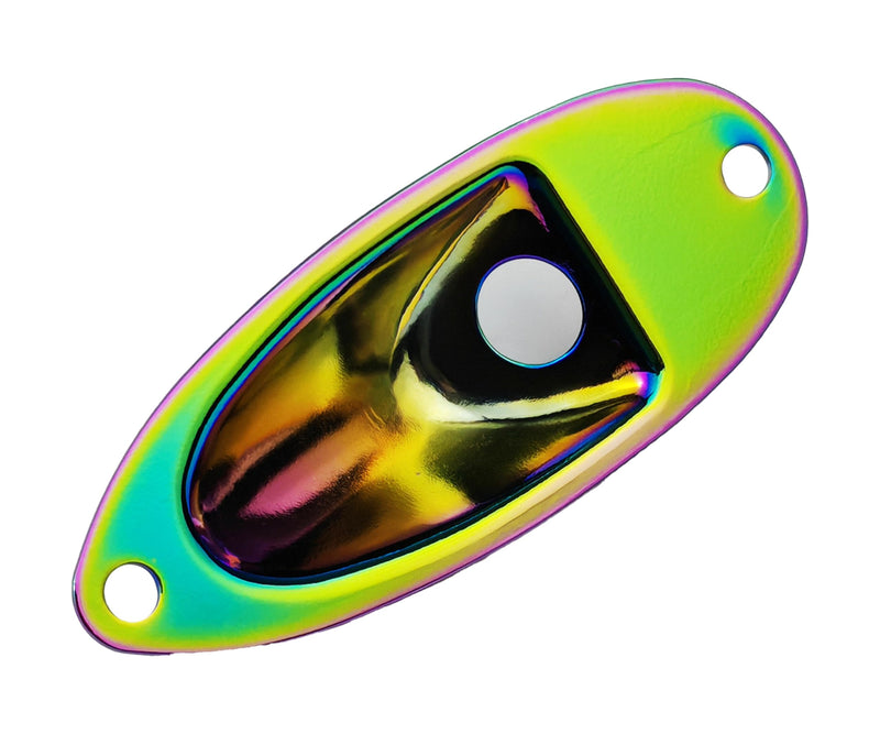 Guyker Guitar Input Jack Plate, Iron Oval Boat Shape Jackplate Socket Ferrule Output Curved GJ008 Rainbow + GJ007 Cover Combo Set for Electric Guitar Bass Replacement Parts GJ007+GJ008 rainbow